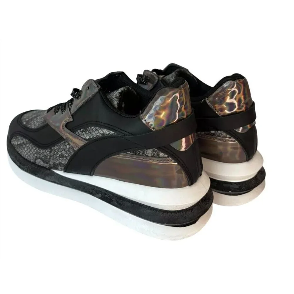 UNILADY / Franky-2 / Reflective / Snakeskin/ Sneakers Size US 10